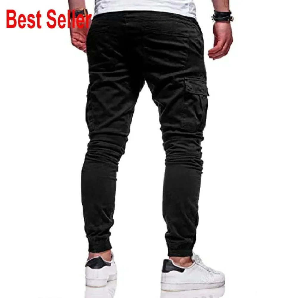 Men's Cargo Joggers Casual Hiking Pants Workout Sweatpants Tapered Fit